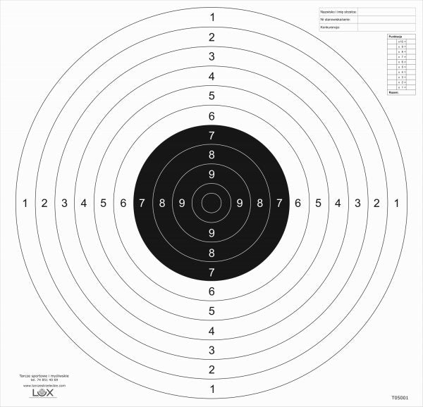 Tarcza do pistoletu sportowego na papierze 90 g