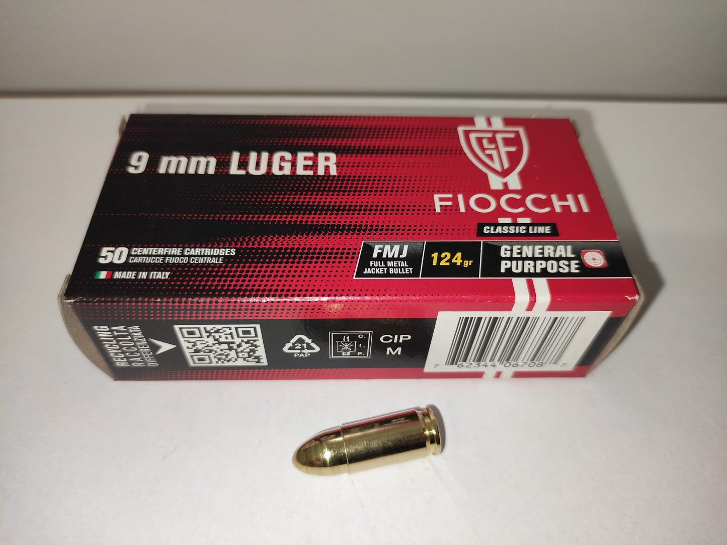 Amunicja 9mm LUGER FMJ 8,0g/124grs Fiocchi