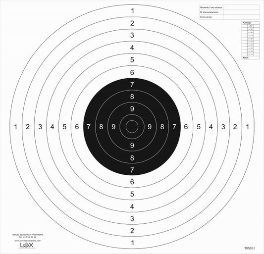 Tarcza do pistoletu sportowego na papierze 90 g