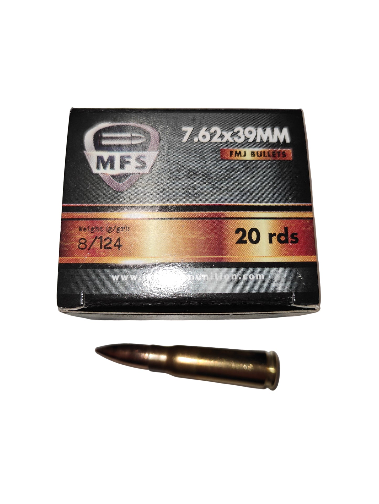 Amunicja MFS 7,62x39 FMJ, 8,0g/124gr op. 20 szt.