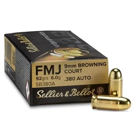 Amunicja Kal. 9mm Browning Court/ .380 Auto FMJ 6.0g S&B