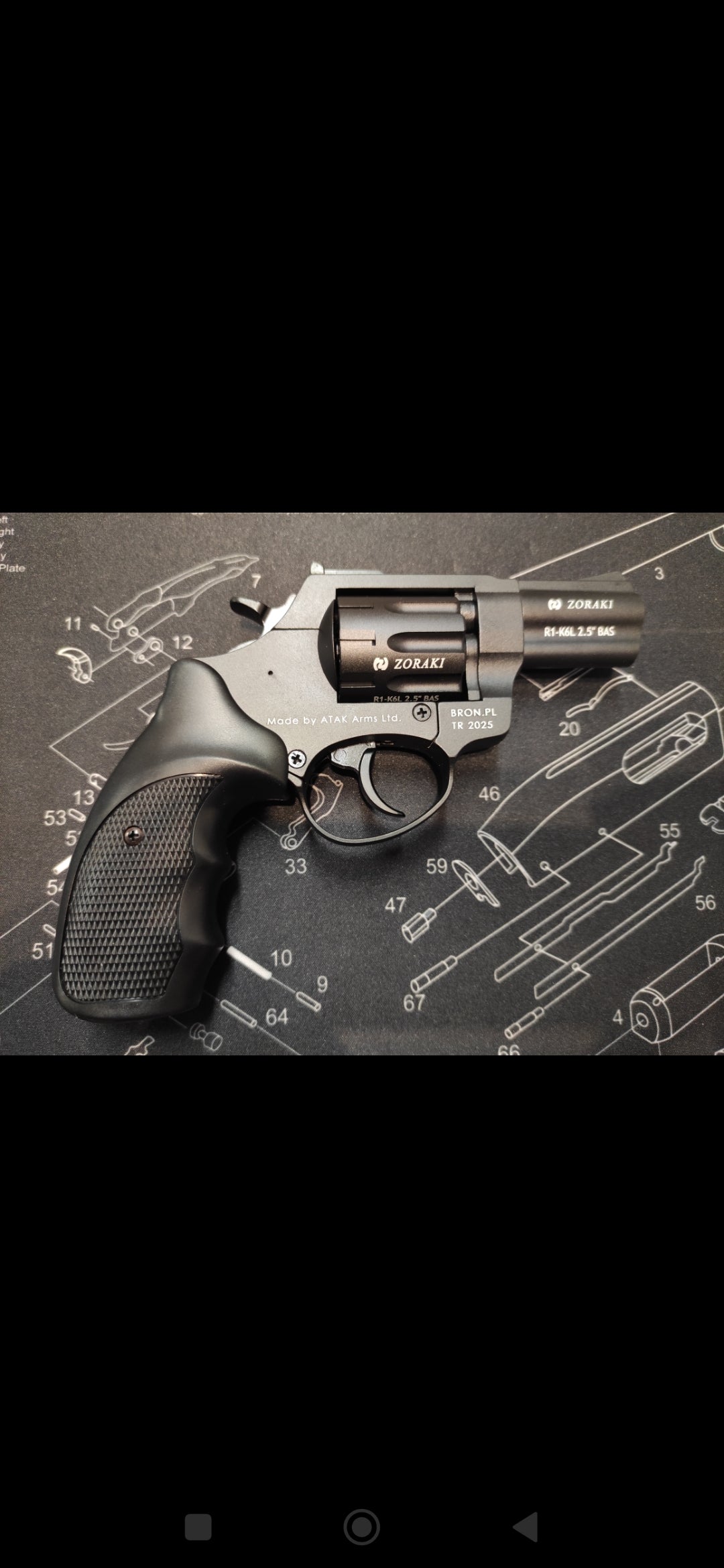 Rewolwer hukowy ZORAKI R1-K6L BAS lufa 2,5" kal. .22 Long Blank czarny