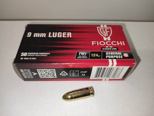 Amunicja 9mm LUGER FMJ 8,0g/124grs Fiocchi